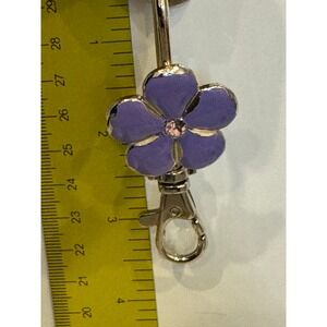 Alexx Inc Finders Key Purse Purple Enamel Flower Rhinestone Key Finder Hook